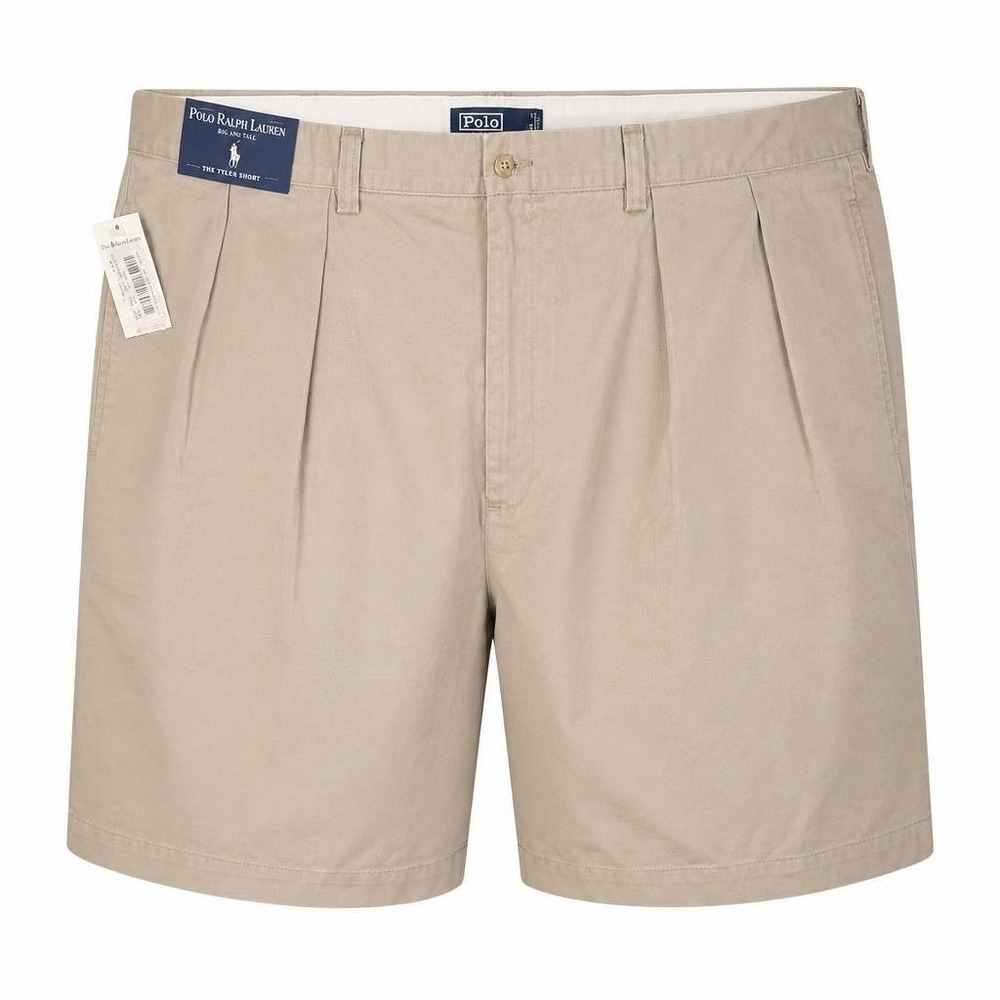 Polo‎ Ralph Lauren Tyler Shorts Mens 48 Beige Cotton Pleated Khaki Shorts